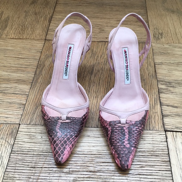 Manolo Blahnik Shoes - Manolo Blahnik Pink Snakeskin Heels